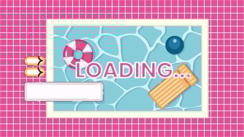 Inflatable swimming pool above 2D loading animation