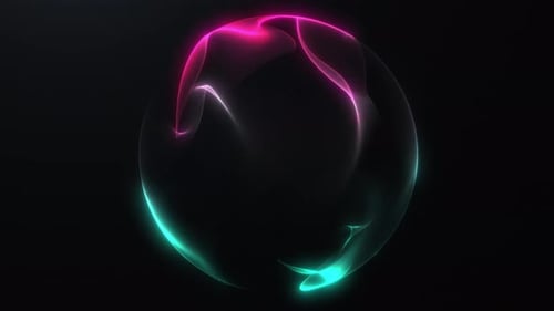 Looping neon gradient orb with smooth liquid motion in pink, green and blue tones