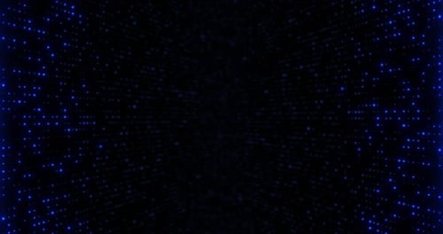 Abstract digital background with glowing and shimmering particles, futuristic blue dot surface