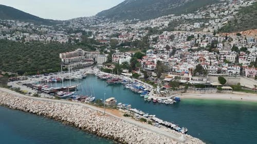 Elevated Aerial View of Kalkan Harbor and Hillside Homes