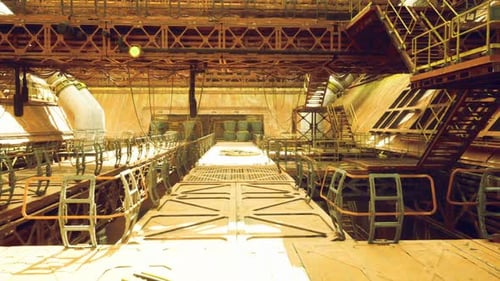 Retro Futuristic Foundry Service Walkway Evoking Craft and Tech