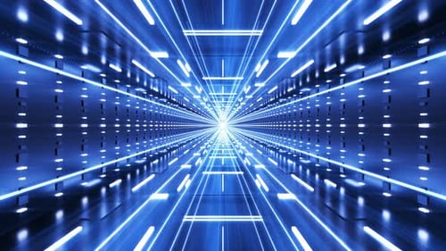 4K Dazzling Technology Streamer Line Metal Matrix Luminous Light Tunnel Shuttle Animation