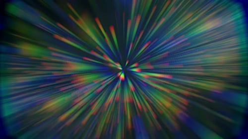 Vibrant Abstraction Bursts in a Dynamic Display on a Dark Background