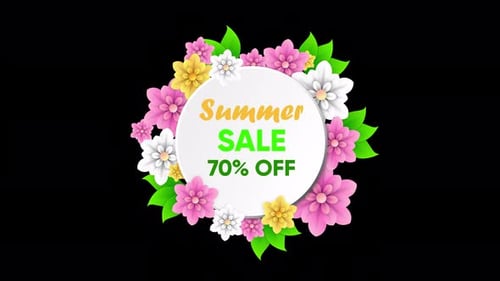 Animated Decorative Floral Summer Sale Text Reveal