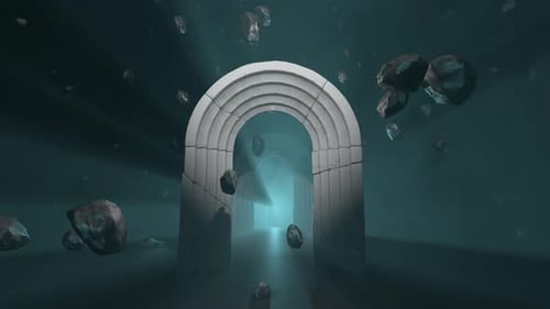 Floating Stone Portal – Mystical Archway with Levitation Debris Loop
