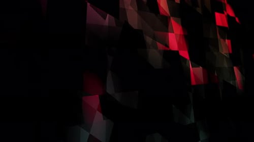 Fond animé de carrés rotatifs noirs et rouges