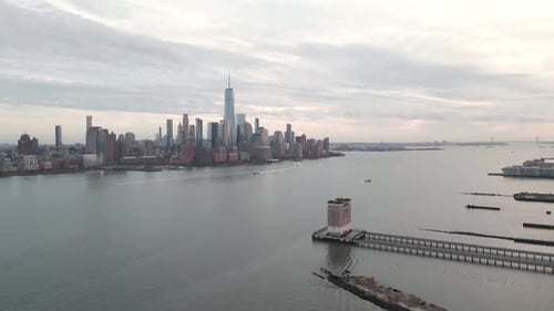 New York City World Trade Center Manhattan From Hudson River American Urban Landscape NYC Cityscape