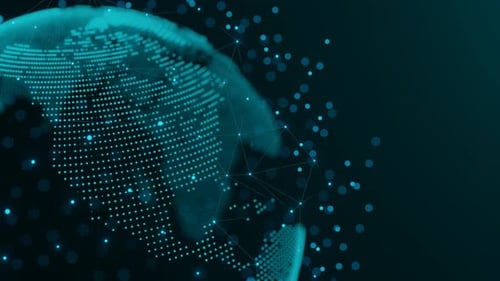 Futuristic Digital Globe Rotation for Global Network Technology Background