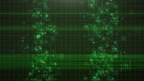 Animated Green Digital Grid Technology Background