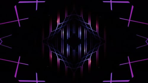 Colored Neon Lines Tunnel on a Black Background in a Seamless Loop