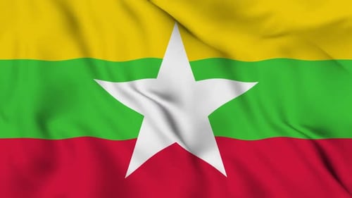 Realistic Waving Flag of Myanmar Seamless Loop Animation