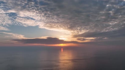 Cloudy Sunset at Sea Turkey Alanya 4 K Aerial View
