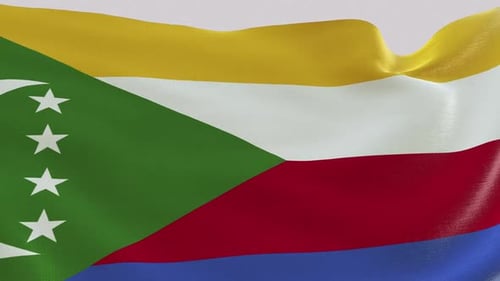Comoros National Flag Waving Smooth Realistic Animation