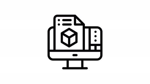 3D design line icon animation