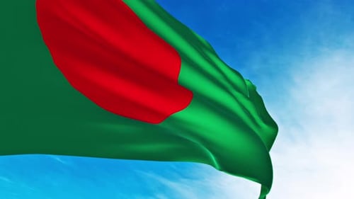 Realistic Bangladesh Flag Waving Seamless Loop Animation