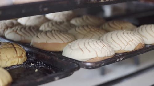 Mexican sweet bread at a bakery shop, closeup