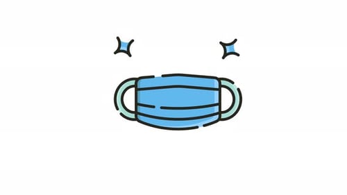 Animated Medical Face Mask Icon in Flat Design