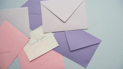 Thank You Note with Pastel Envelopes
