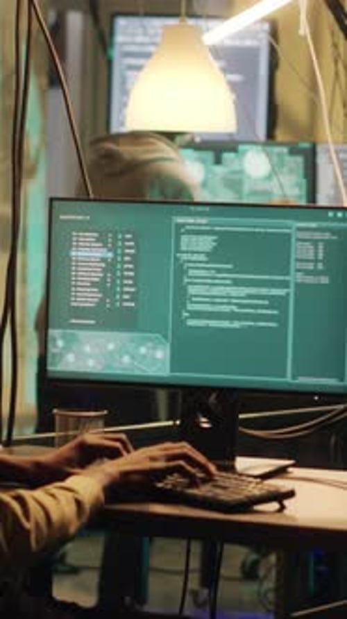 Young Adult Programming Code on Computer Monitor