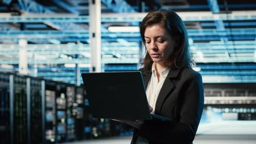 Data Center System Administrator Using AR Tech to Conduct Security Audit