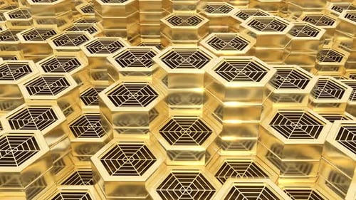 Goldene Hexagons Intro für den Rücken, Symbol für Wohlstand und Wohlbefinden, in der Lage, endlos zu schleifen