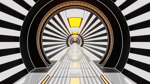 Black And White And Orange Bright Futuristic Corridor Background Vj Loop In 4K