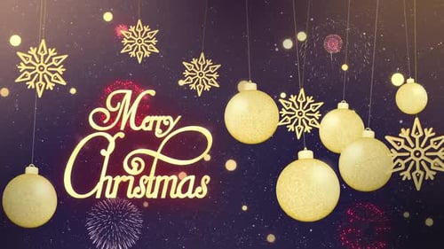 Golden Merry Christmas Ornaments Hanging