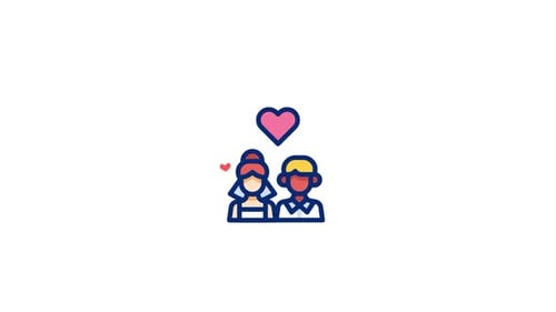 Minimalist Animated Icon of Couple with Heart for Love Concepts