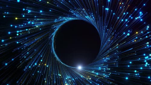 Abstract Digital Data Tunnel Particles Forming Vortex Background