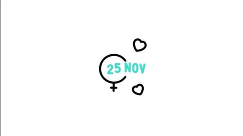 Flat Design Female Symbol and 25 November Date Animation