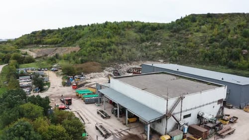 Above view of waster sorting plant in Russia