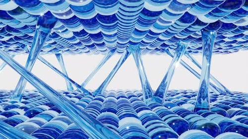 Blue Glass Structure Collagen Fibers Move Inside Able to Loop Endless