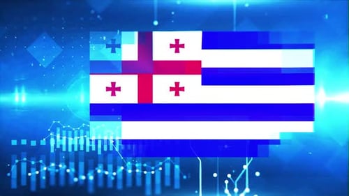 Ajaria Flag On Economy Background And Graph