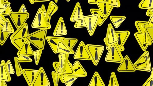 Danger sign exclamation loop tile with alpha swirling. This 3d animation with an alpha channel is lo