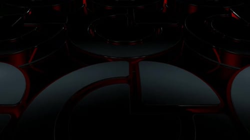 Dark Glossy 3D Geometric G-Shapes Loop with Red Light