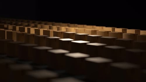 Cardboard boxes moving on a warehouse conveyor belt