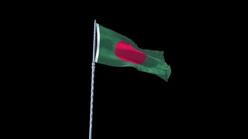 Dynamic Bangladesh Flag Waving on Black Background