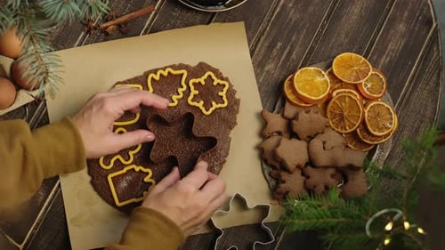 Gingerbread Cookie Cutting for Christmas Baking