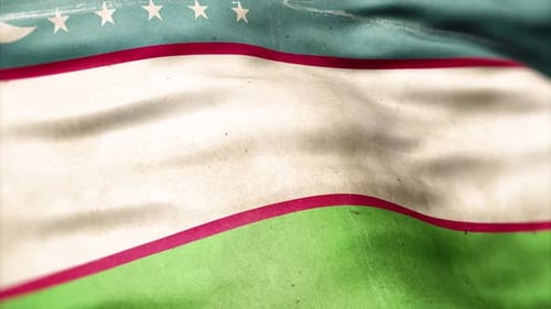 Grunge Textured Uzbekistan Flag Waving Seamless Loop
