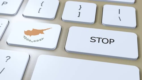 3D Keyboard with Cyprus Flag and Stop Button Pressing