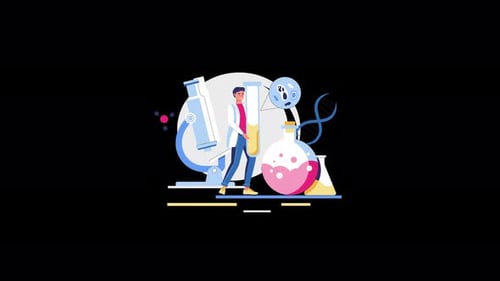 Flat Design Science Laboratory Animated Illustration