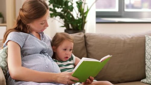 Woman Reading to a Child on the Couch