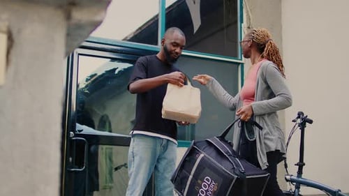 Confused Client Receiving Wrong Food Order at Front Door