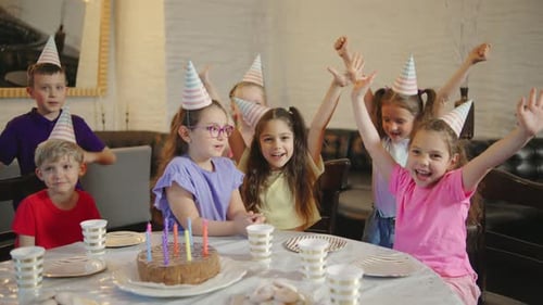 Kids Celebrate a Birthday Party Indoors