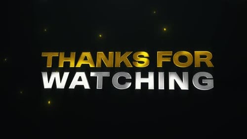 Cinemática 3D, oro y plata, gracias por ver texto animado Outro con partículas brillantes