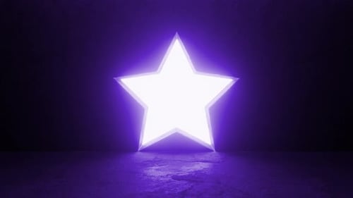 Étoile violette brillante s'ouvrant dans un mur en béton