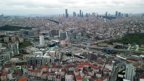 Elevated shots of residential areas in Istanbul's hilly region