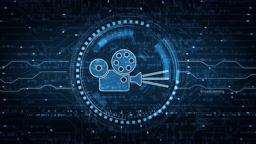 Concept numérique de boucle de symbole de diffusion de films de cinéma