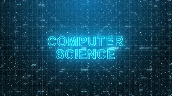 Animated Computer Science Text on Futuristic Digital Grid Background ...