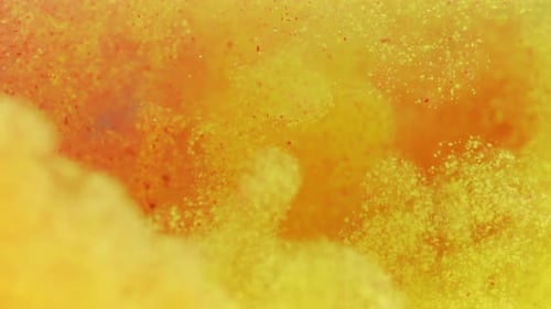 Orange and Yellow Paint Cloud on White Background